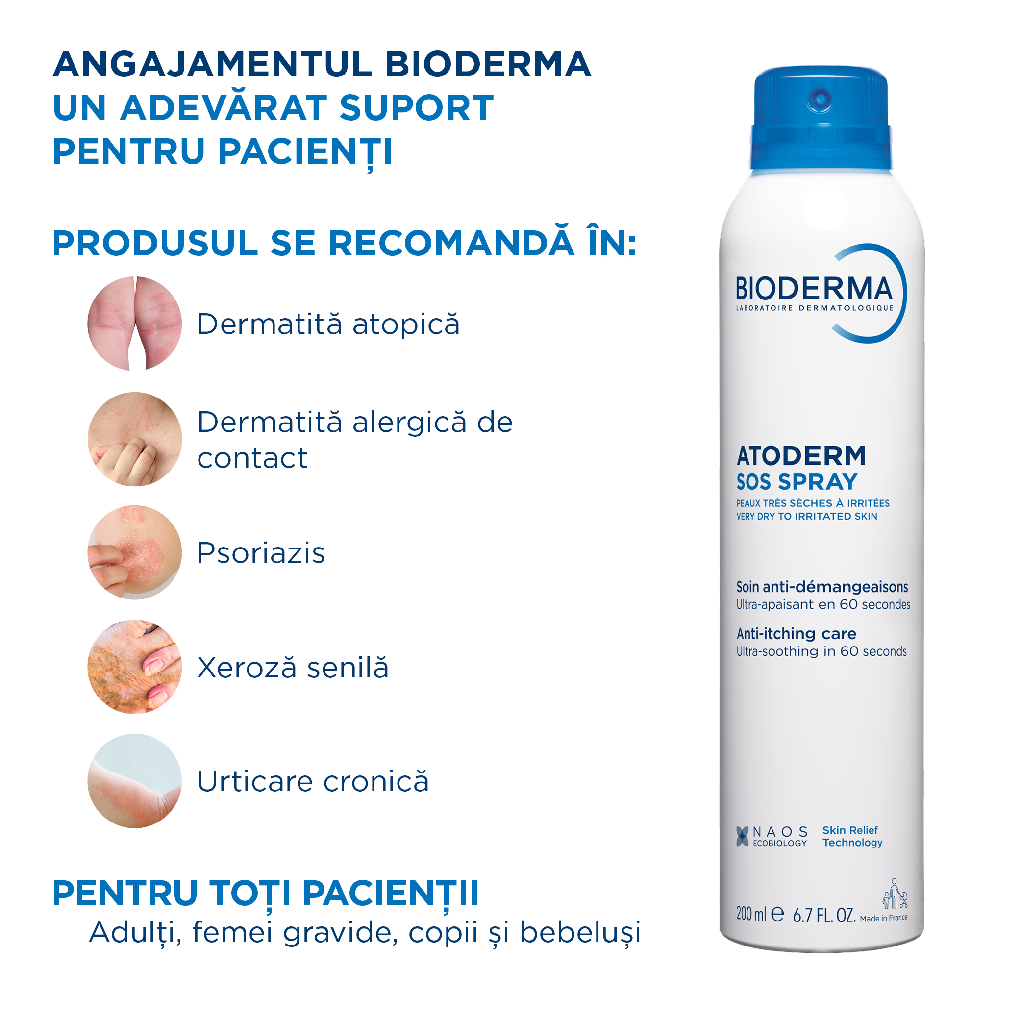 Spray anti-prurit cu efect calmant imediat Atoderm SOS, 200 ml ...