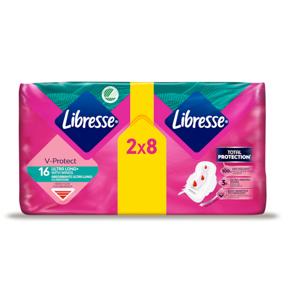 Absorbante ultra long cu aripioare, 16 bucati, Libresse