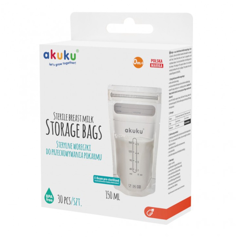 Pungi Sterile pentru Stocarea Laptelui, 30 bucati, Akuku