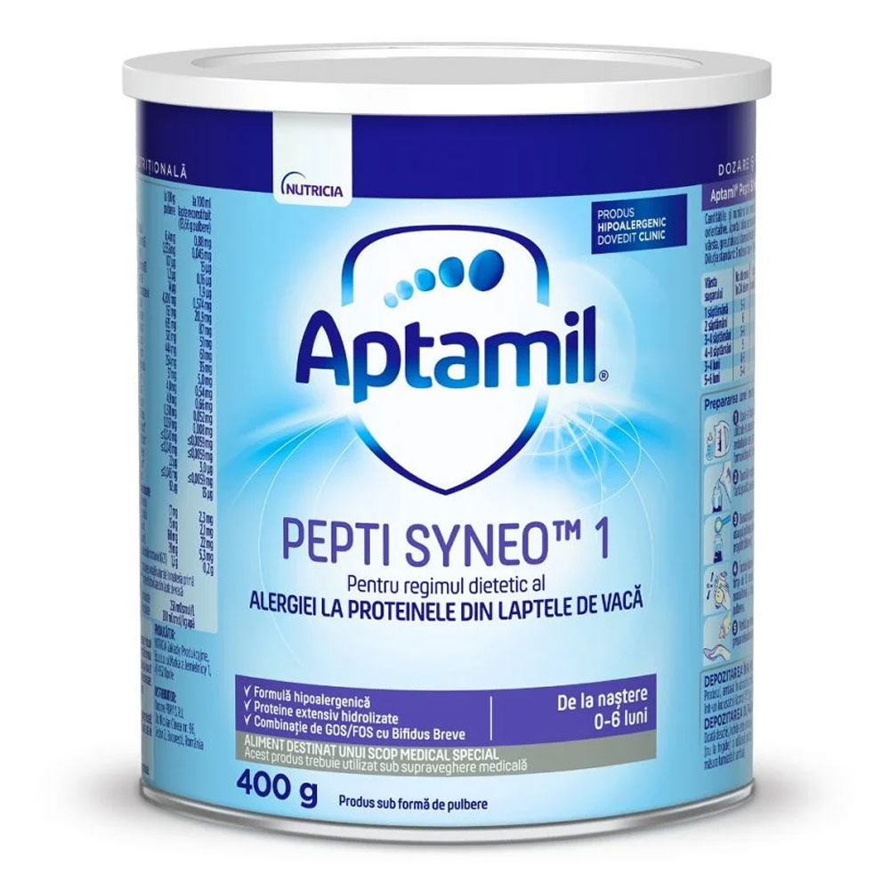 Lapte praf Aptamil Pepti SYNEO 1 pentru 0-6 luni, 400g, Nutricia