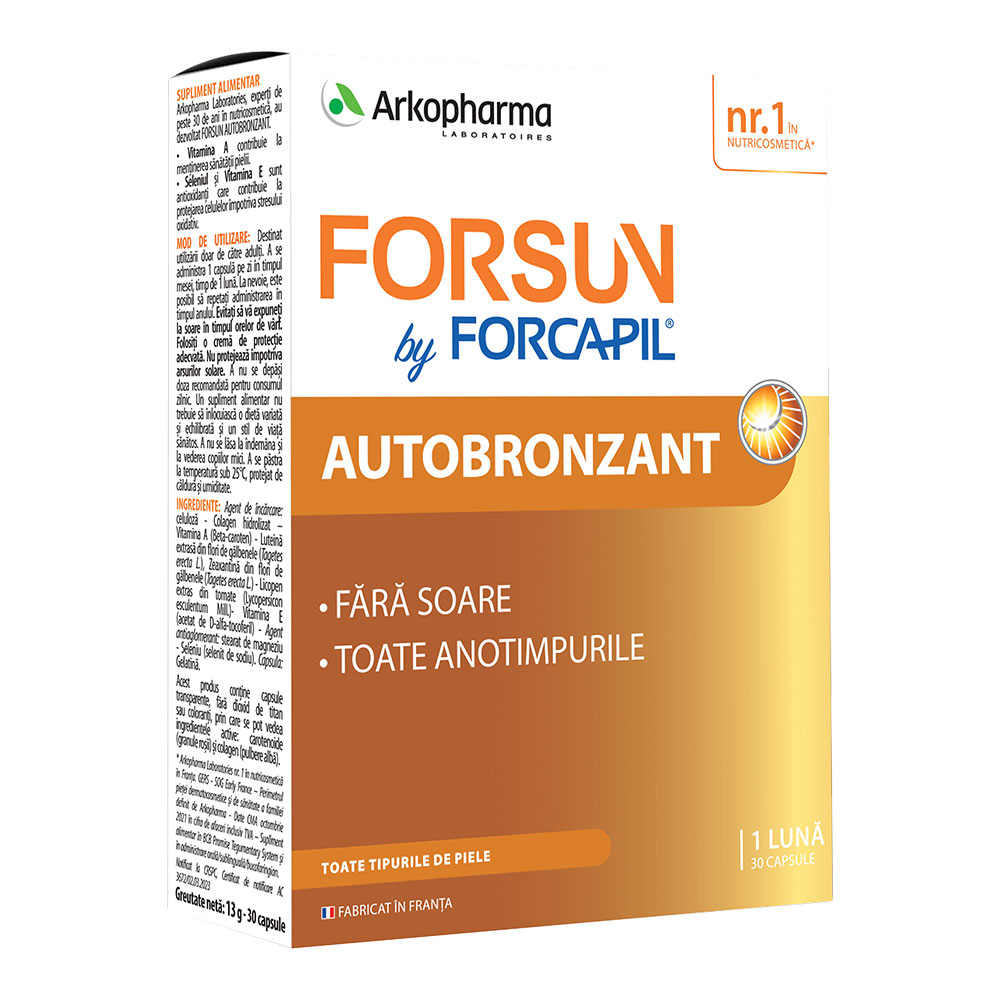 Forcapil Forsun Autobronzant, 30 capsule, Arkopharma