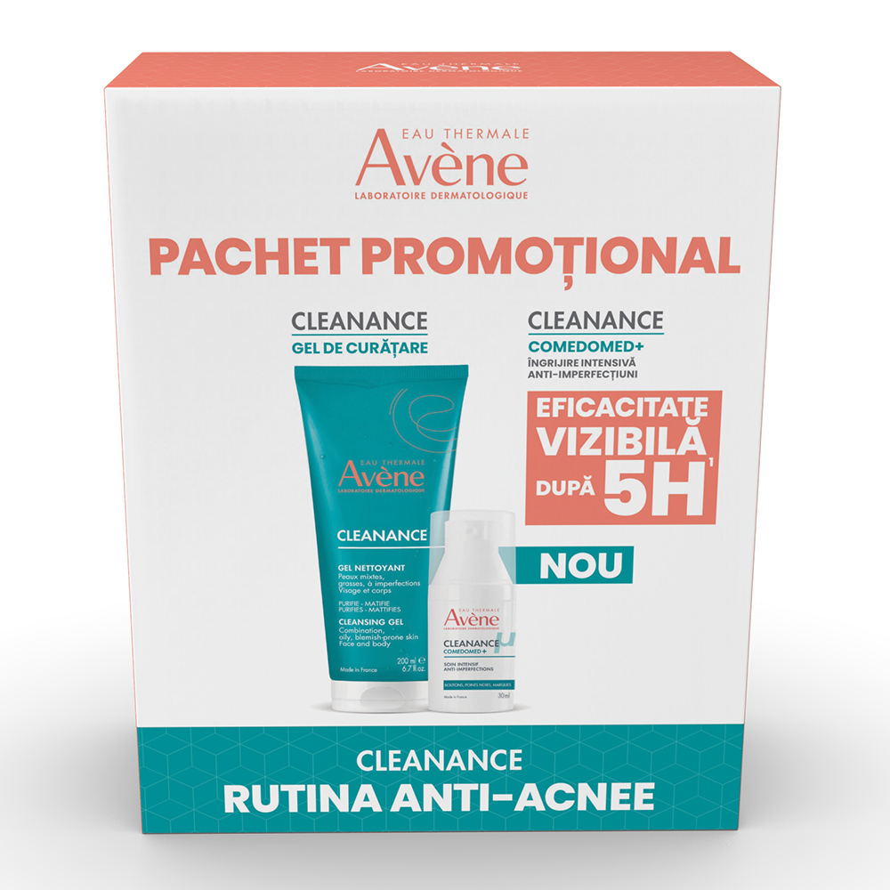 Pachet Gel de curatare pentru ten gras Cleanance, 200 ml + Concentrat anti-imperfectiuni Cleanance Comedomed, 30 ml, Avene