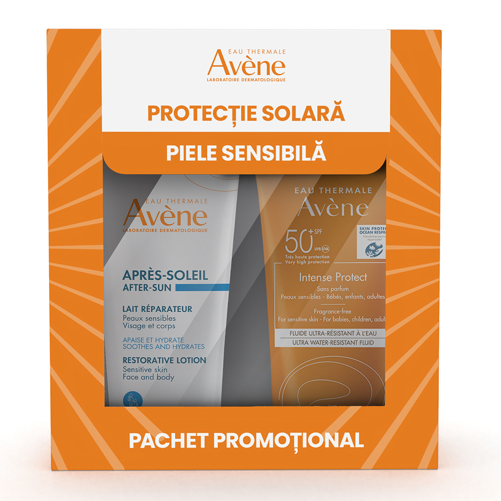 Pachet Intense Protect SPF50+, 150ml + Lotiune Reparatoare dupa Plaja, 200ml, Avene