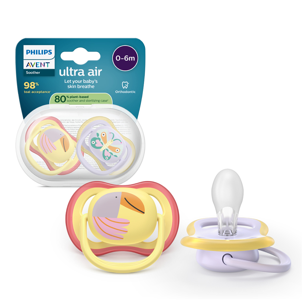 Suzeta Ultra Air Silicon Multicolor 0-6 luni 087/04, 2 buc, Avent Philips