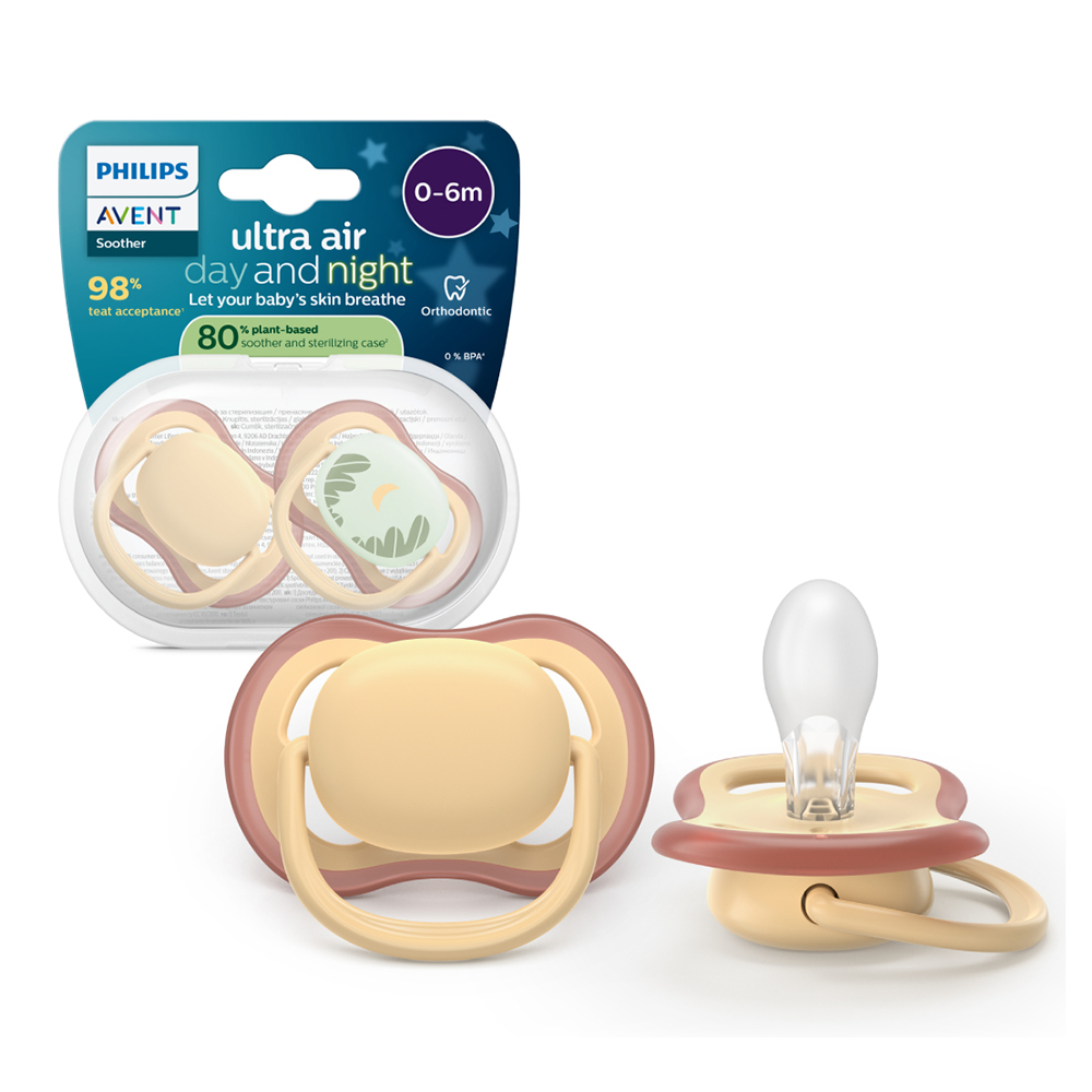 Suzeta Ultra Air Silicon Verde/Galben 0-6 luni 087/09, 2 buc, Avent Philips