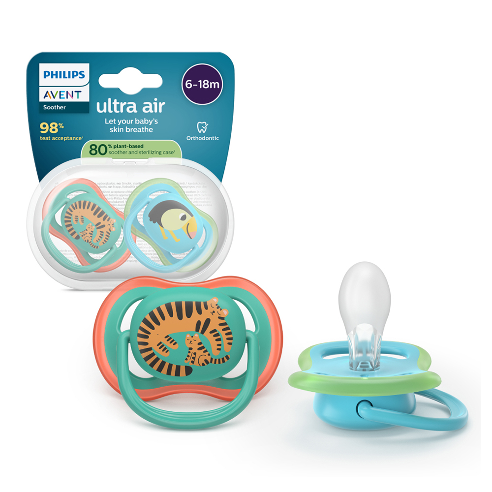 Suzeta Ultra Air Silicon Design Jungle 6-18 luni 087/11, 2 buc, Avent Philips