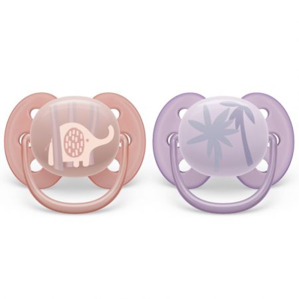 Suzeta Ortodontica Ultra Soft Roz/Mov 0-6luni 091/09, 2 buc, Avent Philips