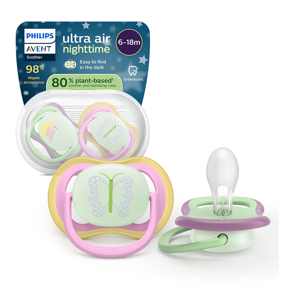 Suzeta Air Ultra Noapte Fetita 6-18 luni 376/29, 2 bucati, Avent Philips