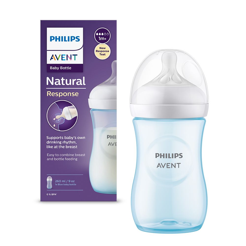 Biberon Natural Response Albastru +1 luna 903/21, 260ml, Avent Philips