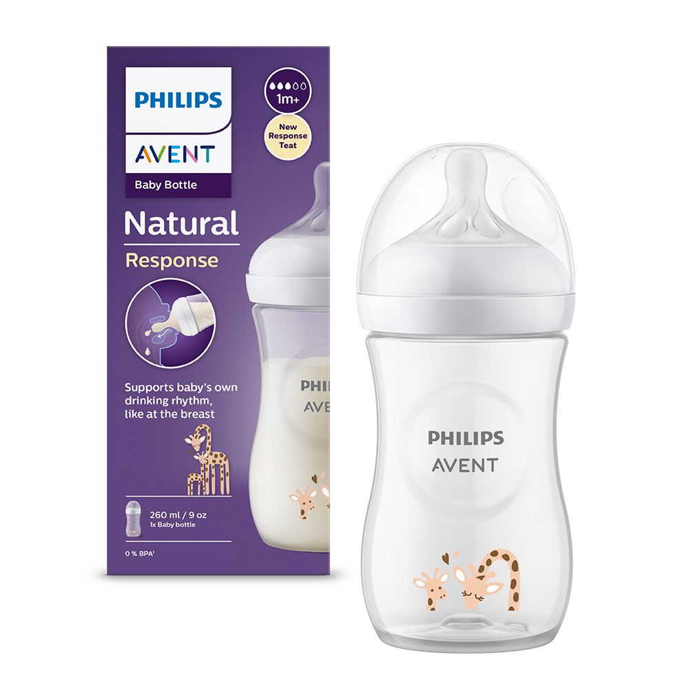 Biberon Natural Response Girafa +1 luna 903/66, 260ml, Avent Philips