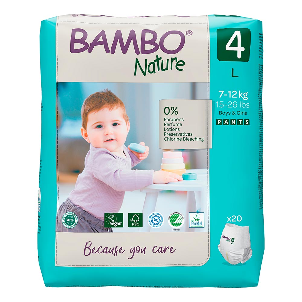 Scutece Tip Chilot Pants Nr.4 , 7-12 kg, 20 bucati, Bambo Nature