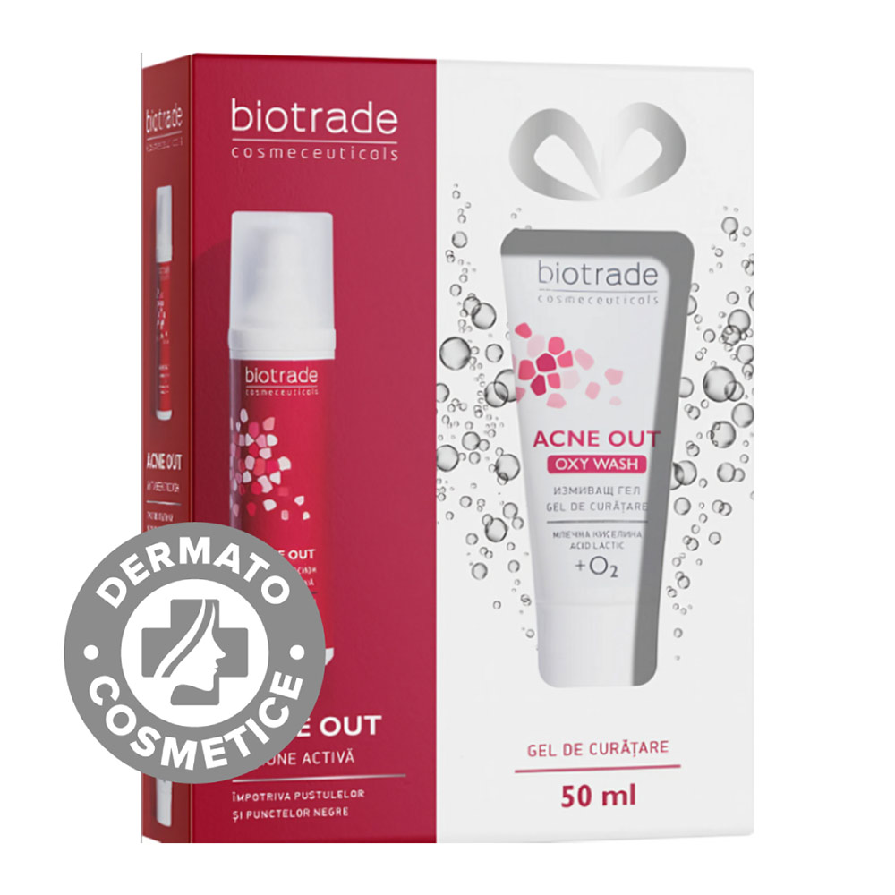 Pachet Lotiune Activa Acne Out, 60ml + Oxywash, 50ml, Biotrade