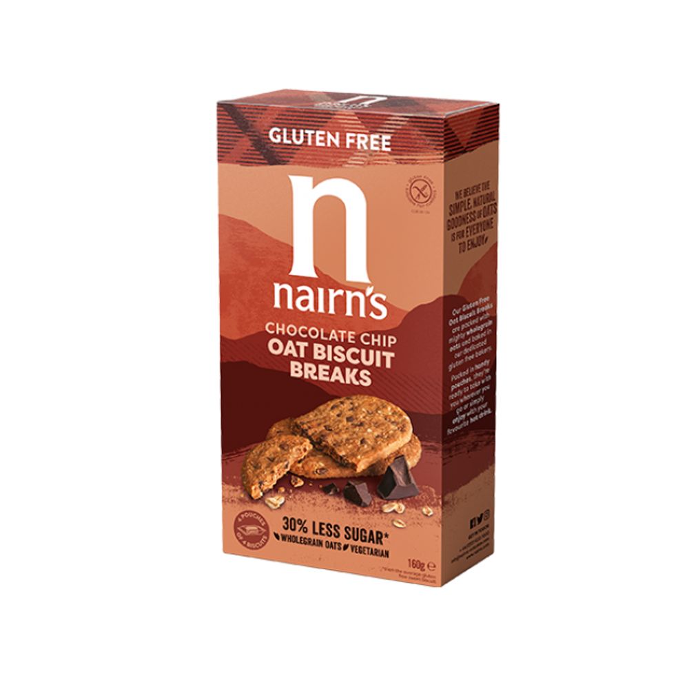 Biscuiti fara gluten din ovaz integral cu ciocolata, 160g, Nairn's