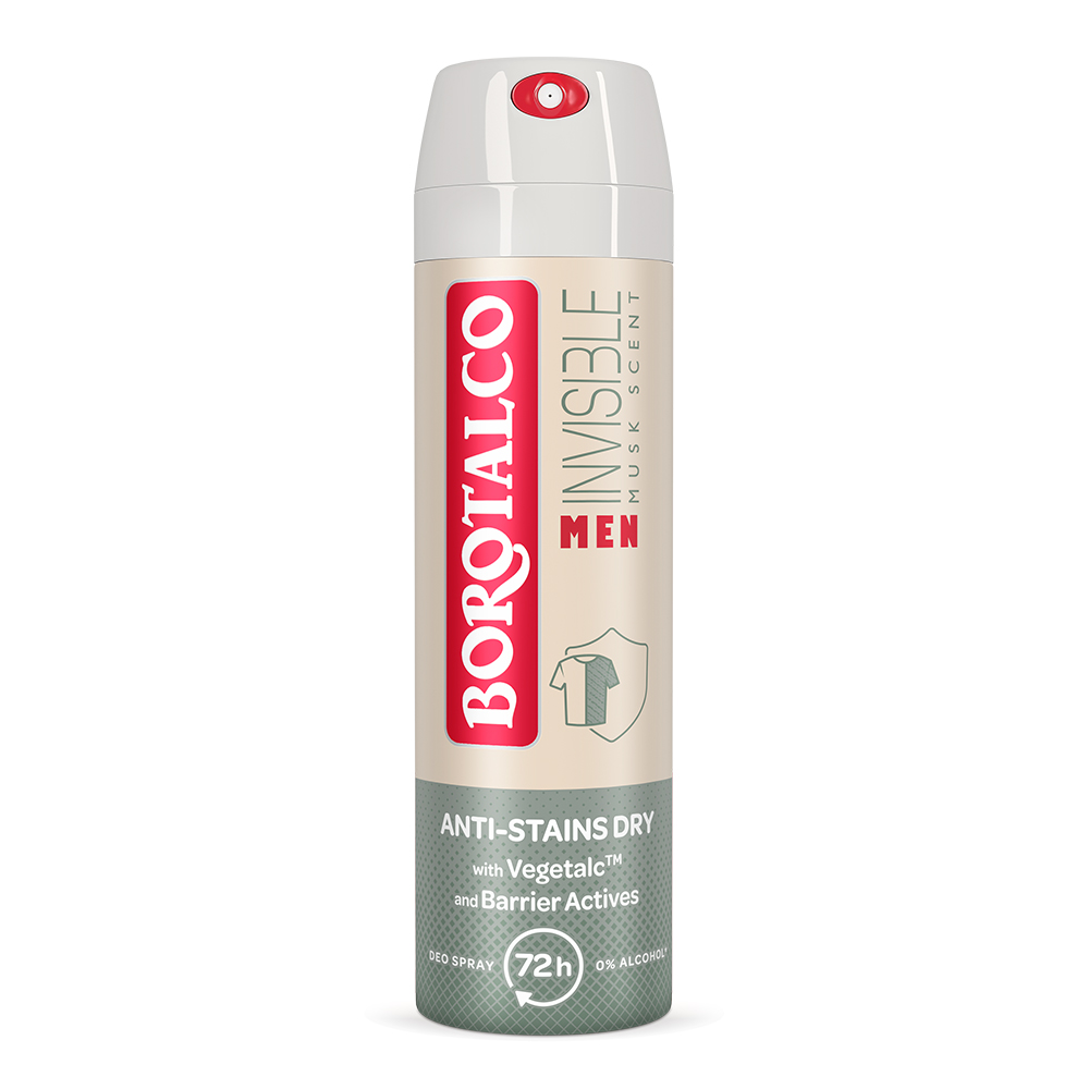 Deodorant Spray Men Musk Scent Invisible, 150ml, Borotalco