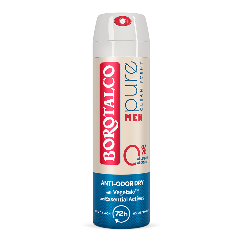 Deodorant Spray Men Pure Clean Scent, 150ml, Borotalco