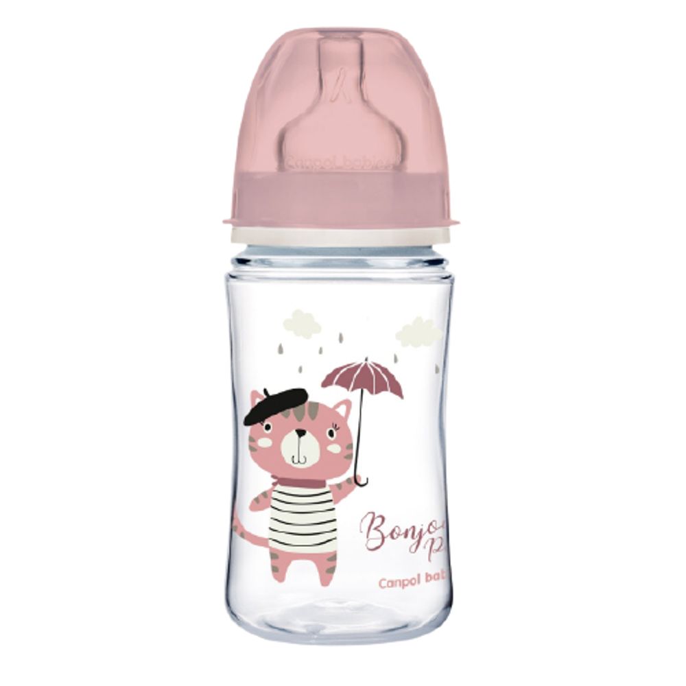Biberon Anticolici Gat Larg Bonjour Paris Roz, 35/232, 240 ml, Canpol