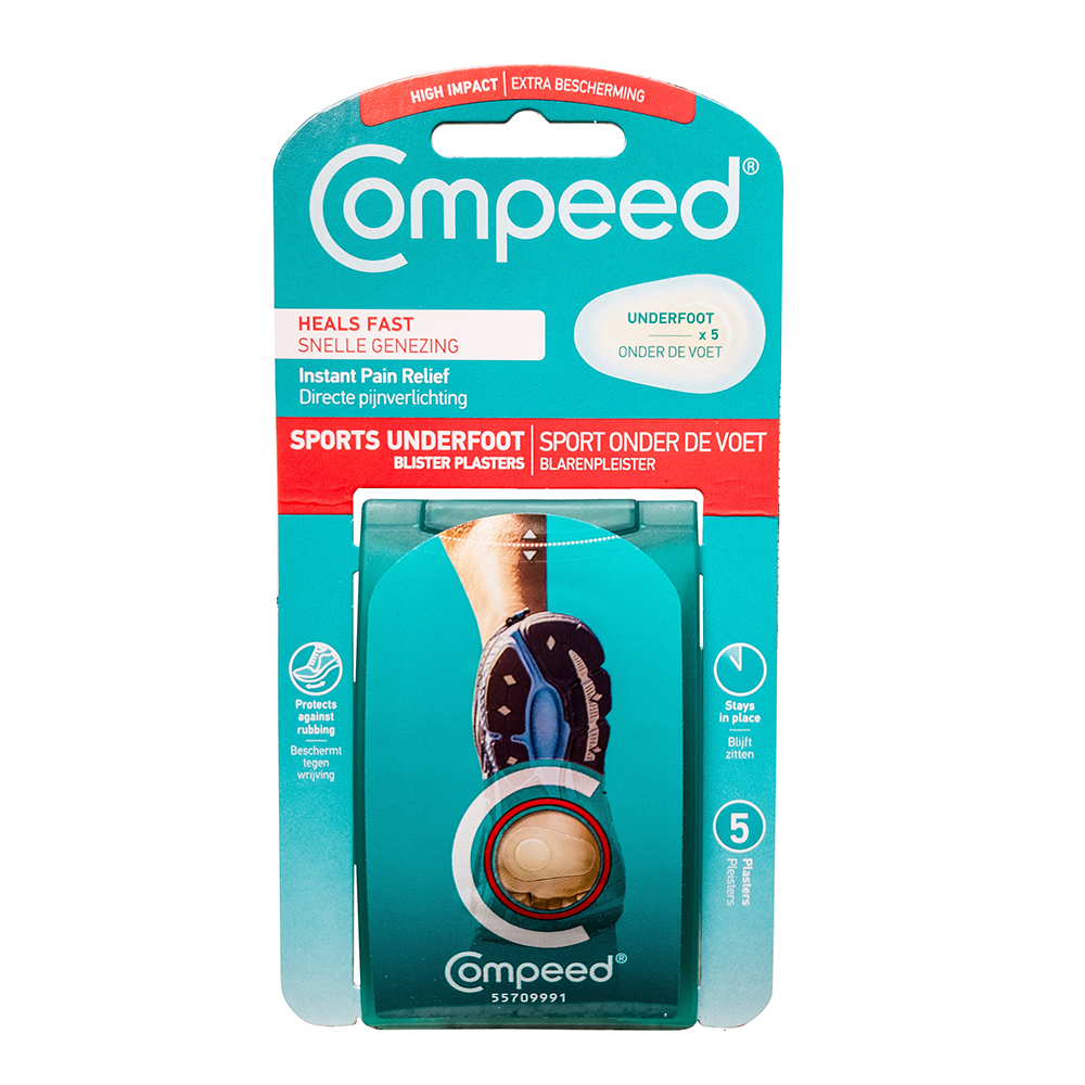 Plasturi sport pentru basici in talpa, 5 bucati, Compeed