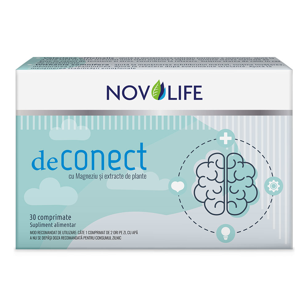 DeConect, cu Magneziu si Extracte de Plante, 30 comprimate, Novolife