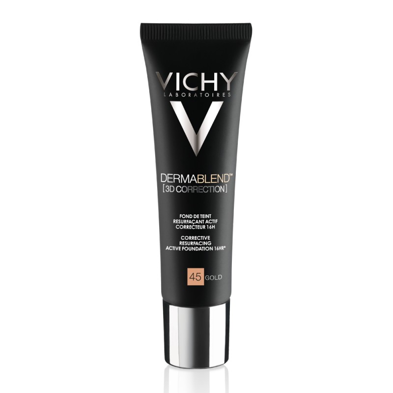 Fond de ten corector pentru tenul gras cu tendinta acneica Dermablend 3D 45 Gold, 30ml, Vichy