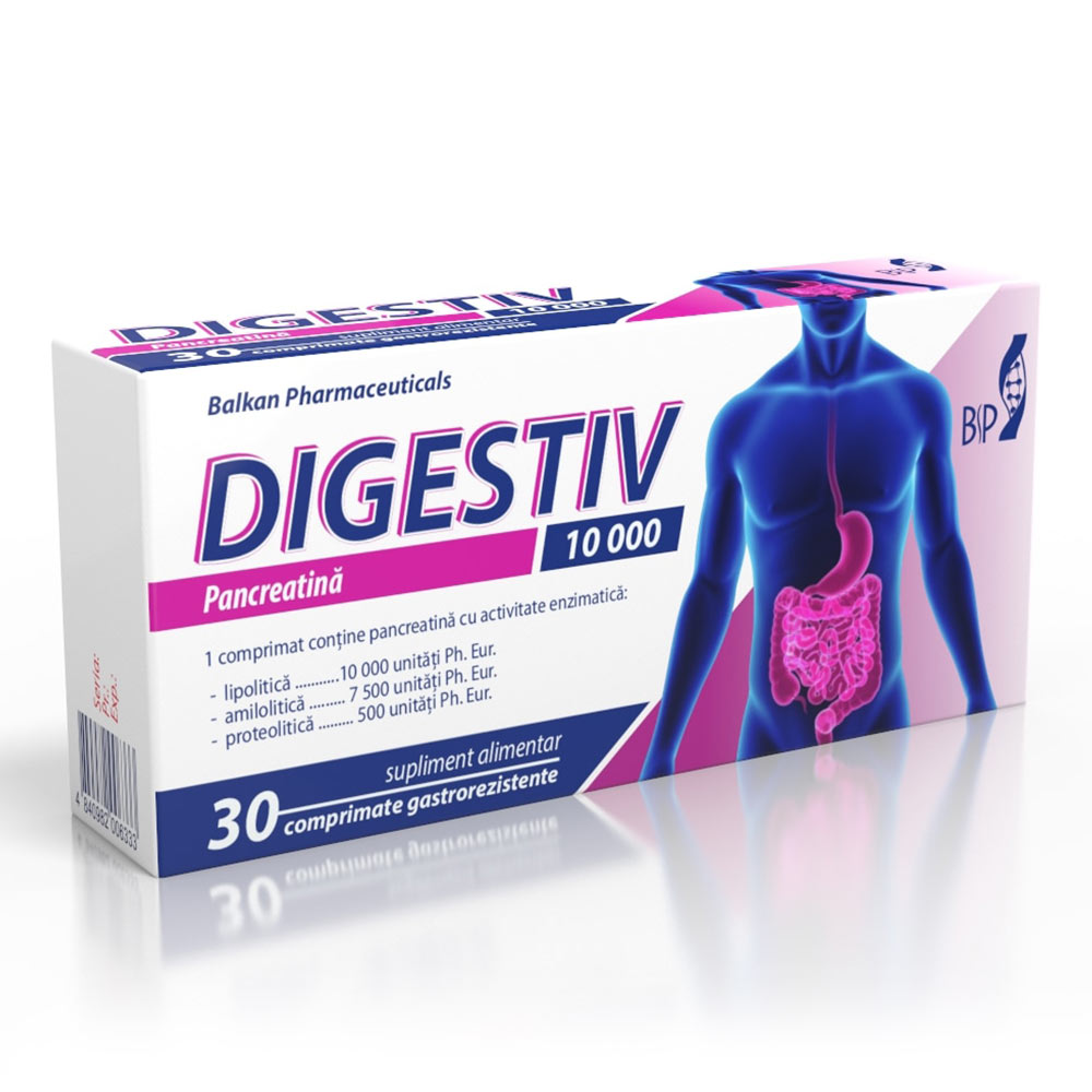 Digestiv 10000UI , 30 comprimate, Balkan Pharmaceuticals