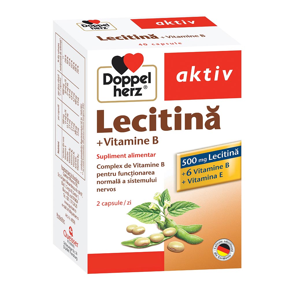 Lecitina+Vitamina B si E, 40 capsule, Doppelherz