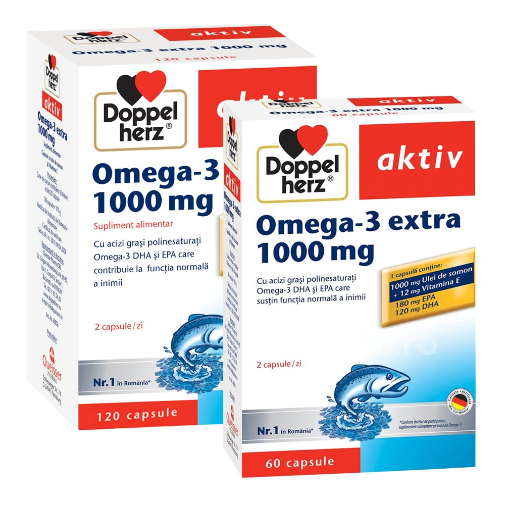 Doppel Herz Aktiv Omega 3 Extra 1000 mg capsule x 120 + Omega 3 Extra