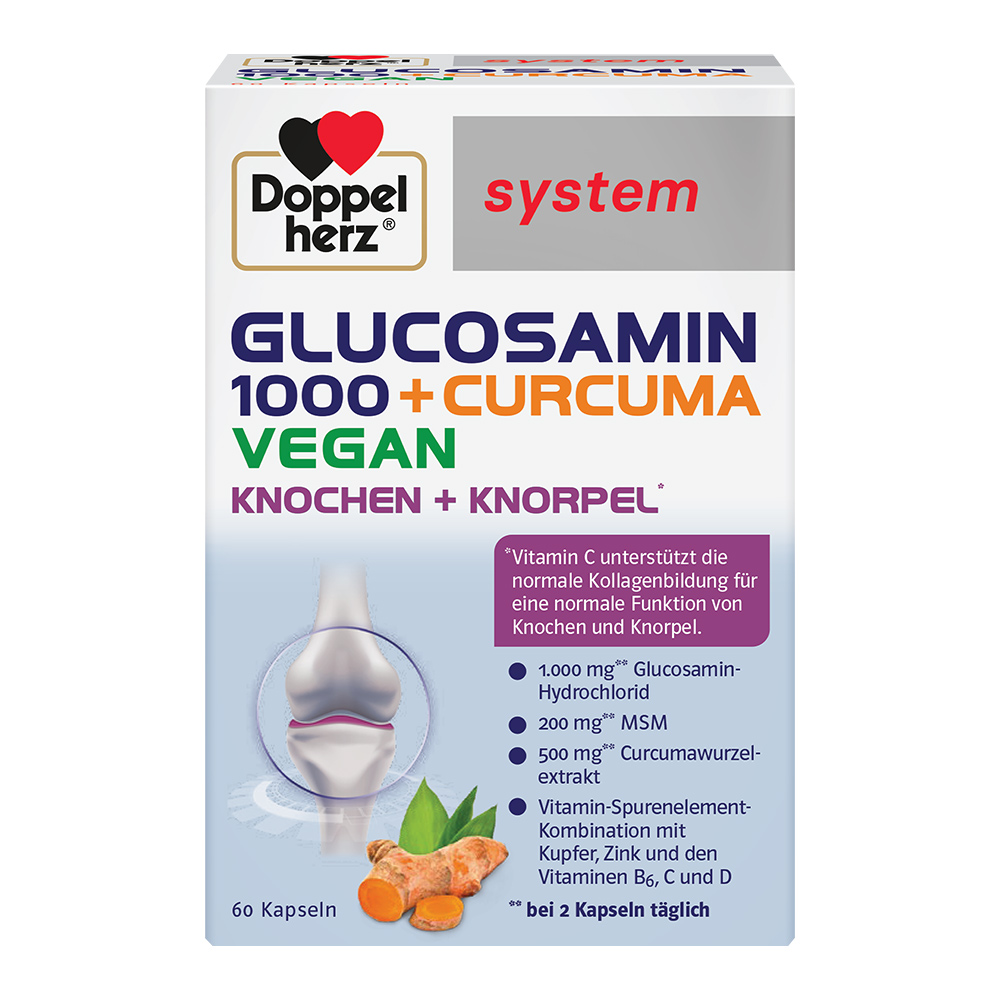 System Glucosamin 1000 + Curcuma Vegan, 60 capsule, Doppel Herz