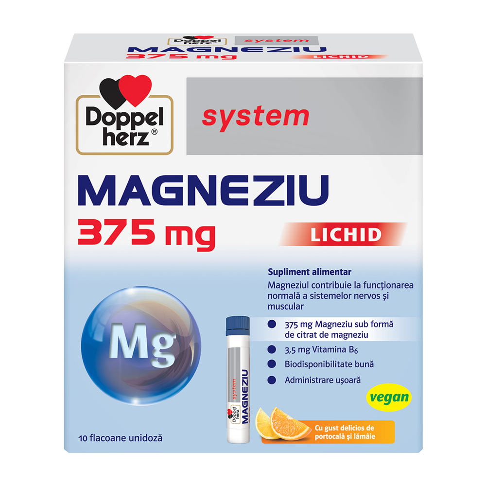 System Magneziu 375mg, 10 fiole, Doppel Herz
