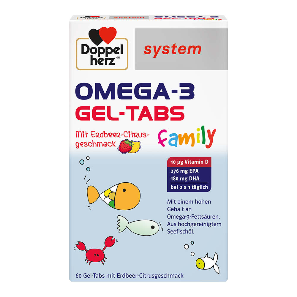 System Omega-3 Gel-Tabs Family, 60 comprimate masticabile, Doppel Herz