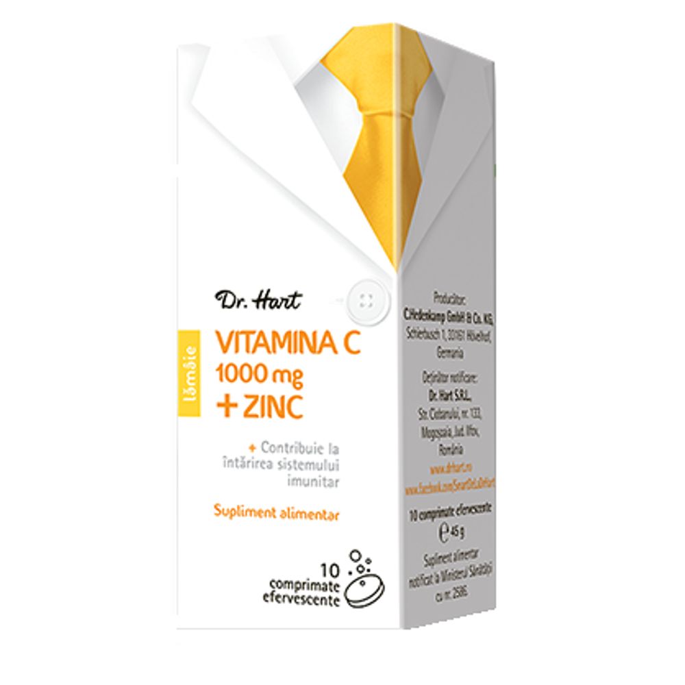 Dr.Hart Vitamina C 1000mg+ Zinc, 10 comprimate efervescente