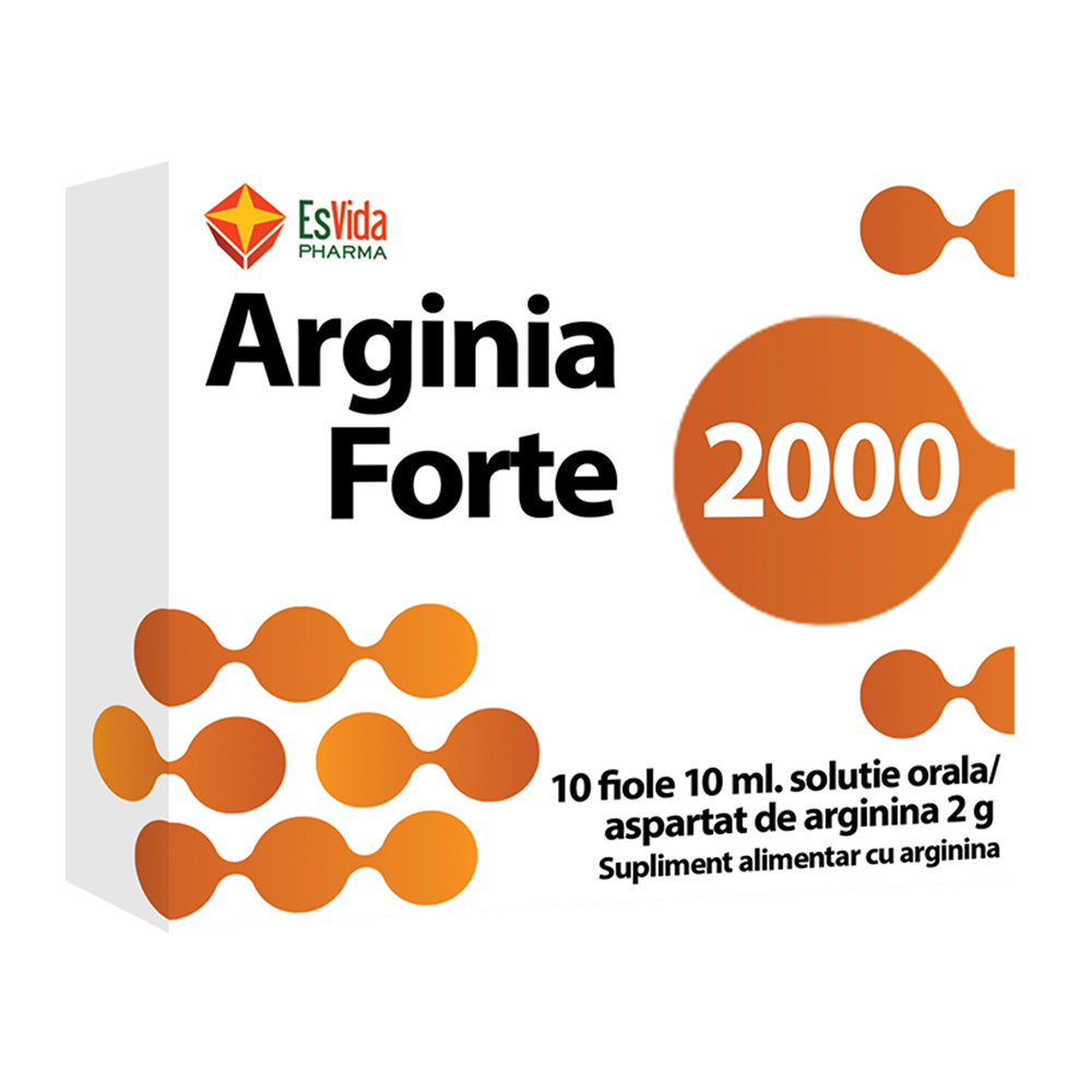 Arginia Forte 2000, 10 fiole buvabile, Esvida Pharma