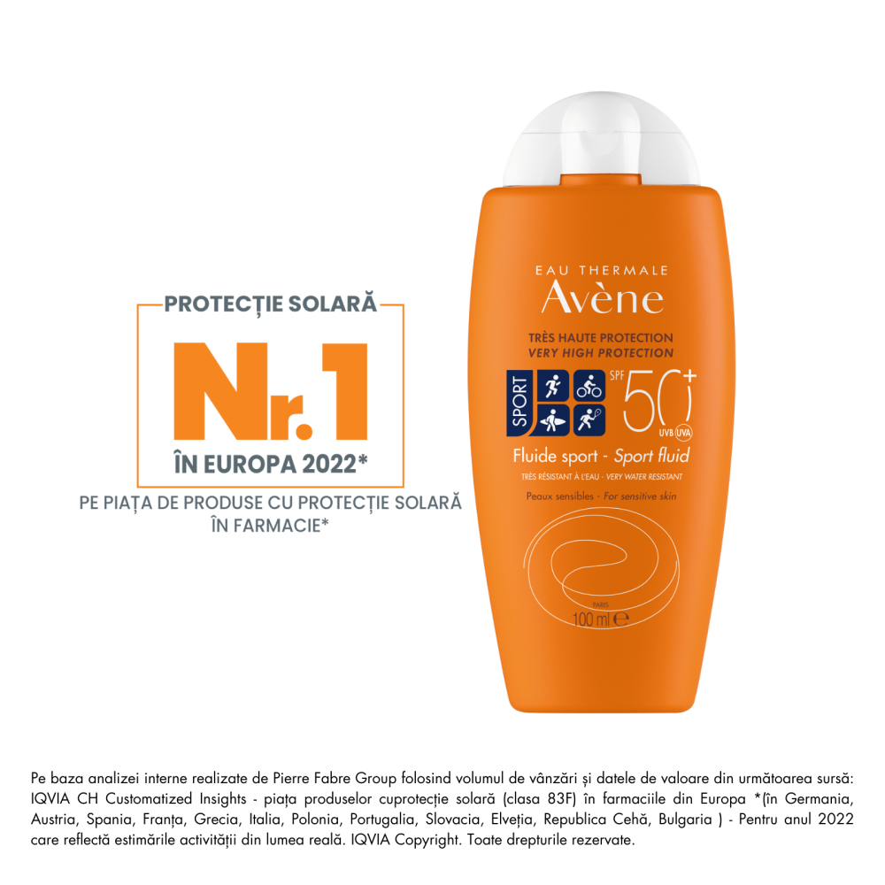 Fluid protectie solara SPF 50+ Sport, 100ml, Avene