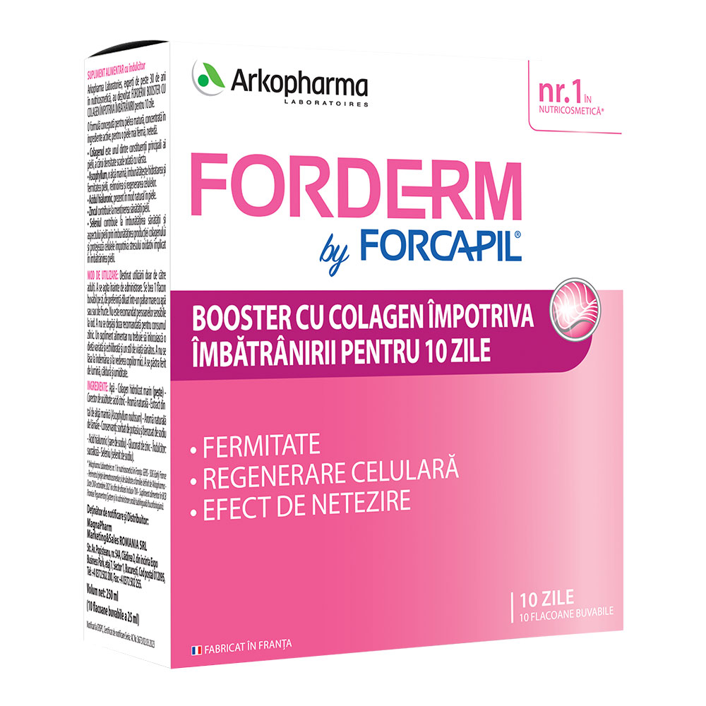 Forcapil Forderm Booster cu Collagen, 10 fiole, Arkopharma