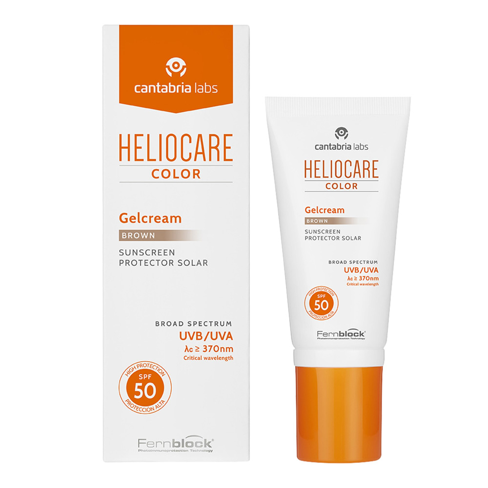 Gel-crema pentru protectie solara cu SPF 50 Heliocare Color, Nuanta Brown, 50 ml, Cantabria Labs
