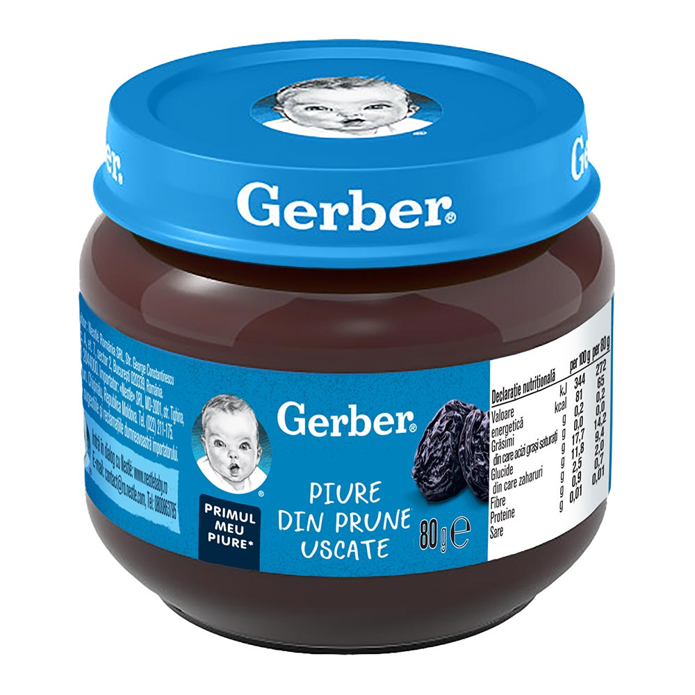 Piure de Prune Uscate Natural, 90g, Gerber
