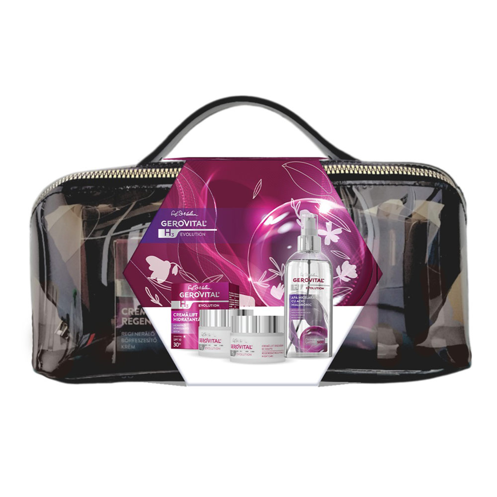 Pachet H3 Evolution Caseta Crema Lift Hidratanta + Crema Lift Regeneranta + Apa Micelara, Gerovital