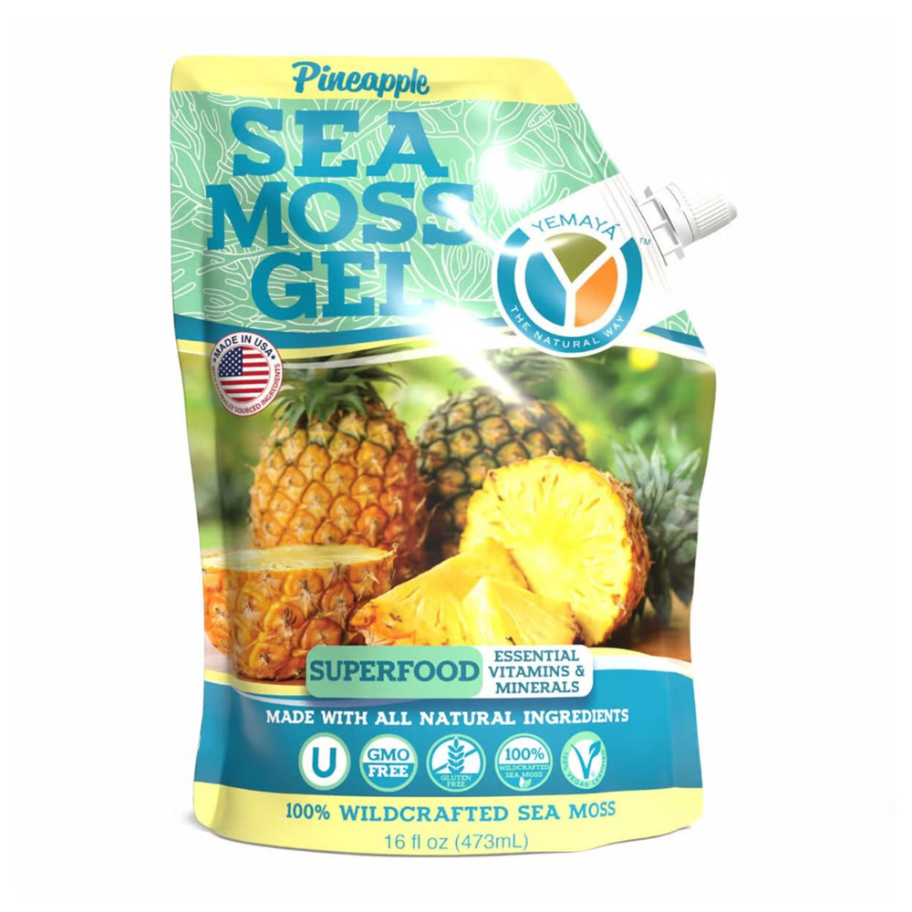 Gel cu Aroma de Ananas Yemaya Organic Sea Moss, 473ml, GNC