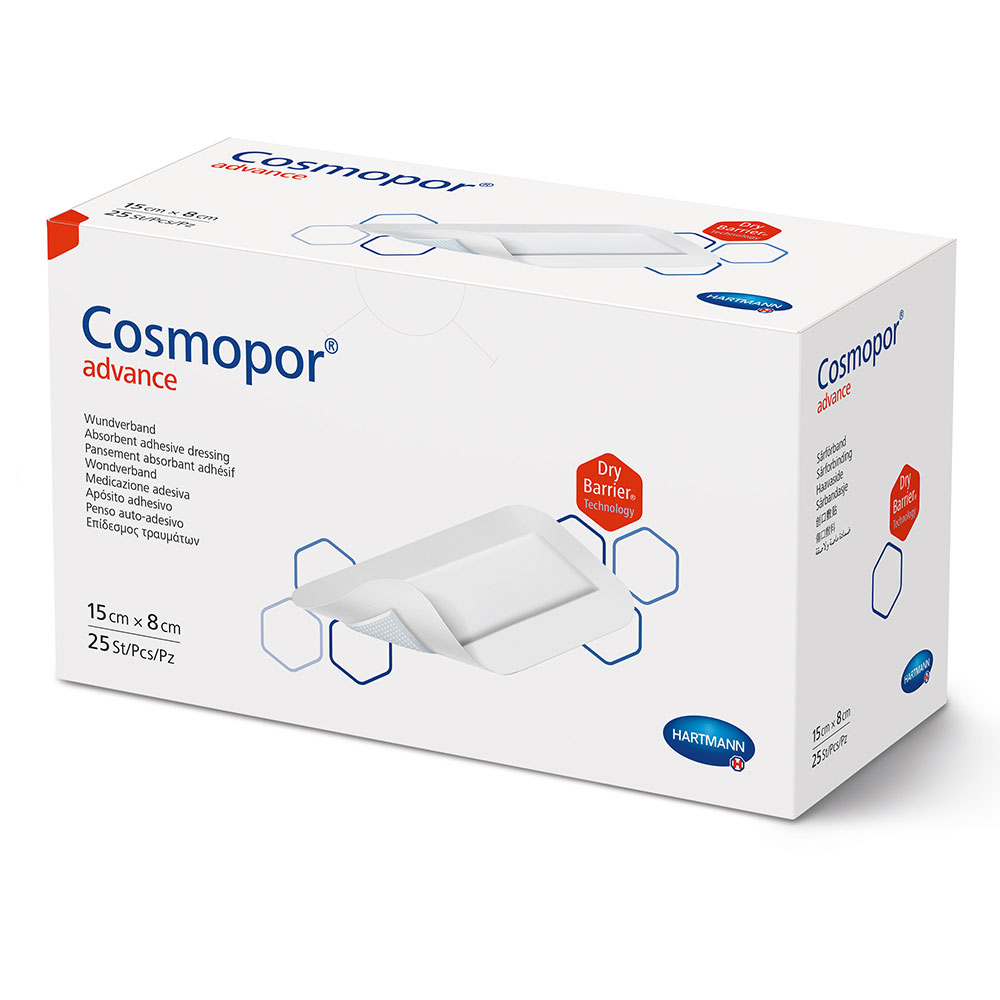 Plasture steril cu corp absorbant si margini autoadezive, 15 x 8cm, 25 plasturi, Cosmopor
