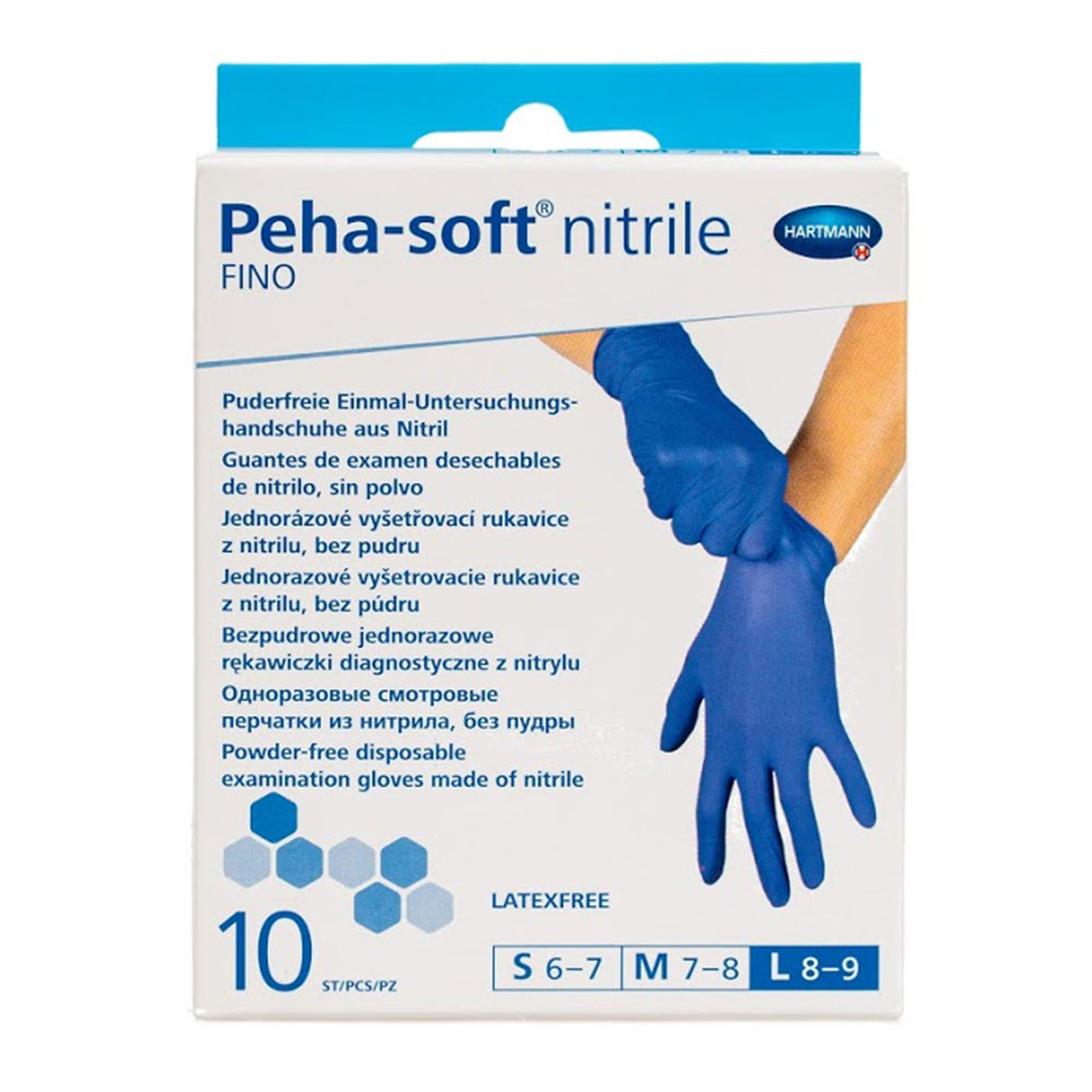 Manusi din nitril matimea L (8-9) Peha-Soft FINO (9422222), 10 bucati, Hartmann