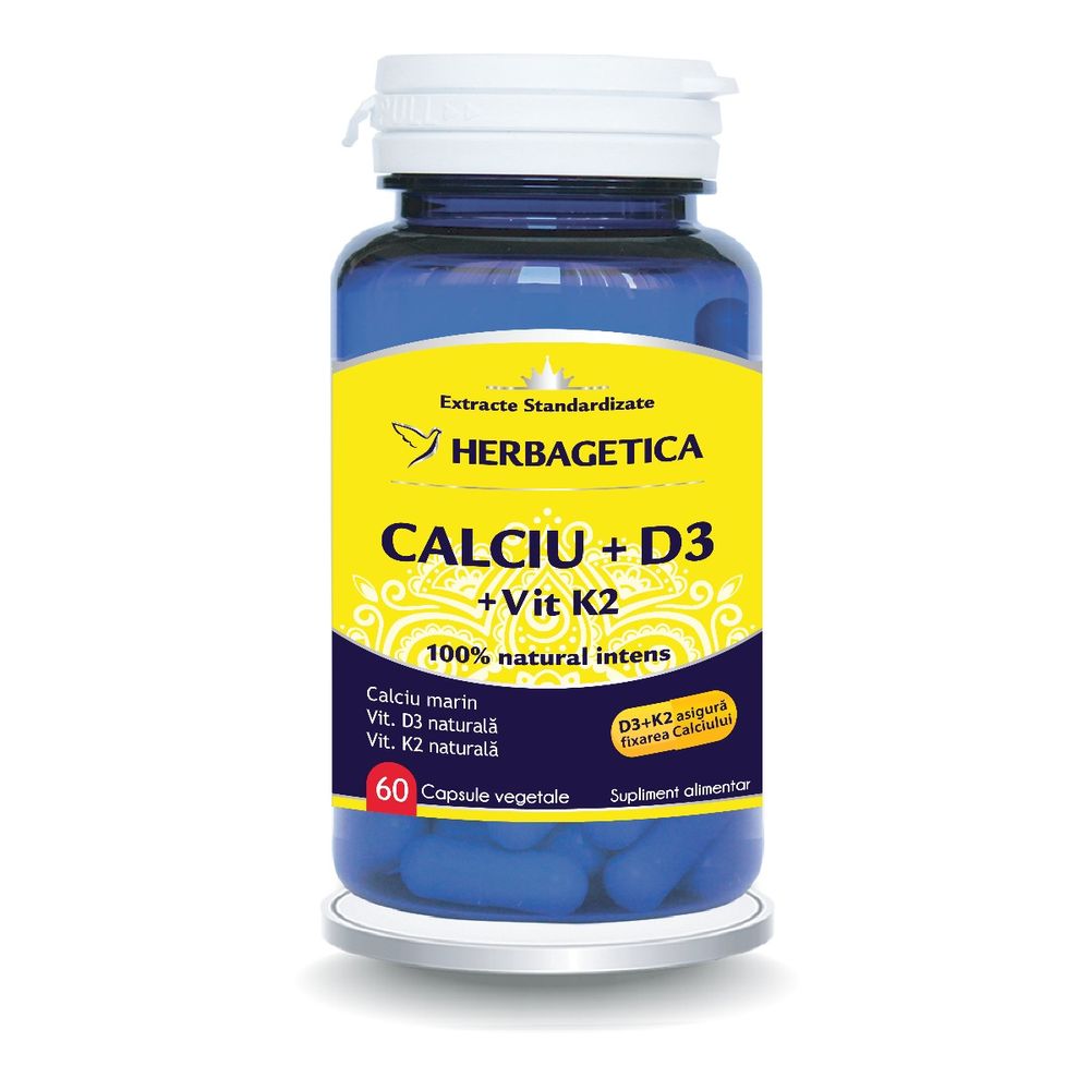 Herbagetica Ca+Mg+Se+Si+Zn Organice cu D3 -cps x 60 + 10