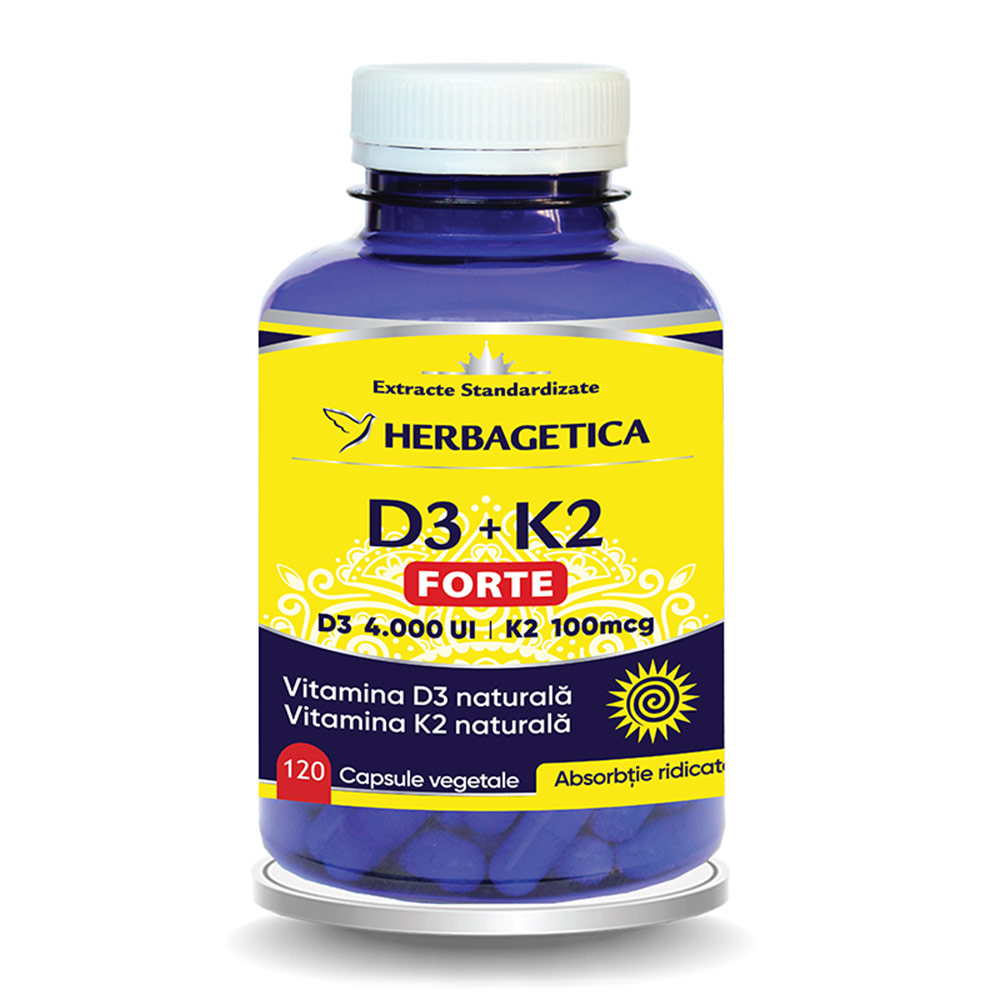D3+K2 Forte, 120 capsule, Herbagetica