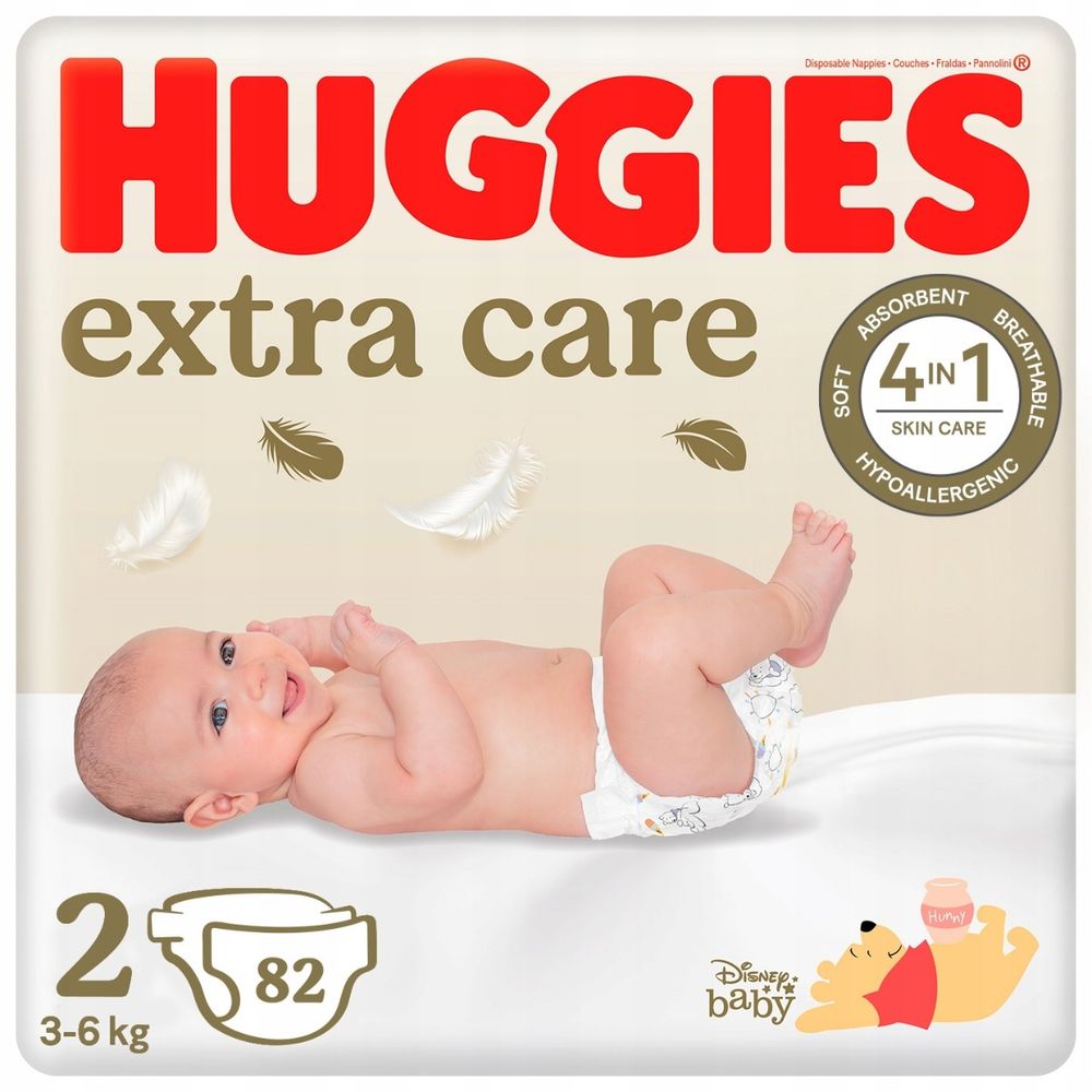 Scutece Huggies nr.2 Extra Care 3-6 kg, 82 buc