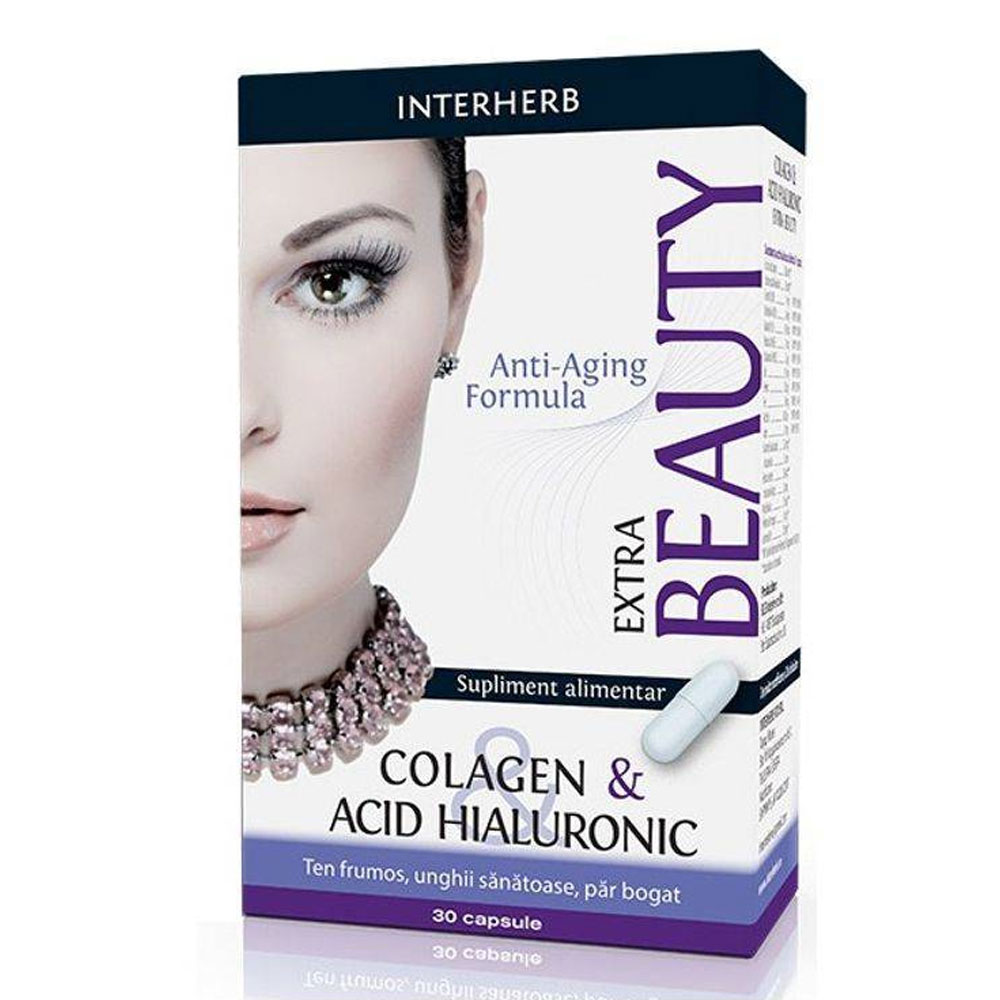 Colagen si acid hialuronic Extra Beauty, 30 capsule, Interherb