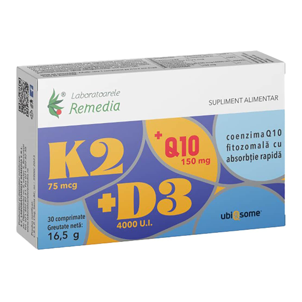 K2+D3+Q10 Ubiqsome, 30 comprimate, Lab. Remedia