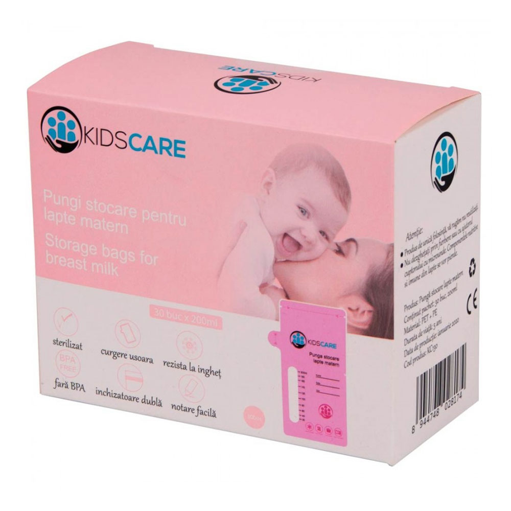 Pungi Stocare Lapte Matern KC130 200 ml, 30 buc, KidsCare