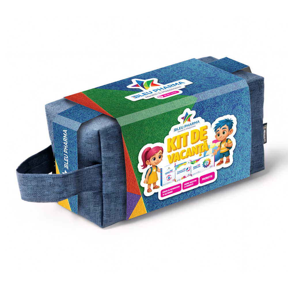 Kit Vacanta Kids Bleu (Ors Kids, 10 plicuri +Tummy Kids, 10 plicuri + Pro Kids 5ml, 10 monodoze), Bleu Pharma