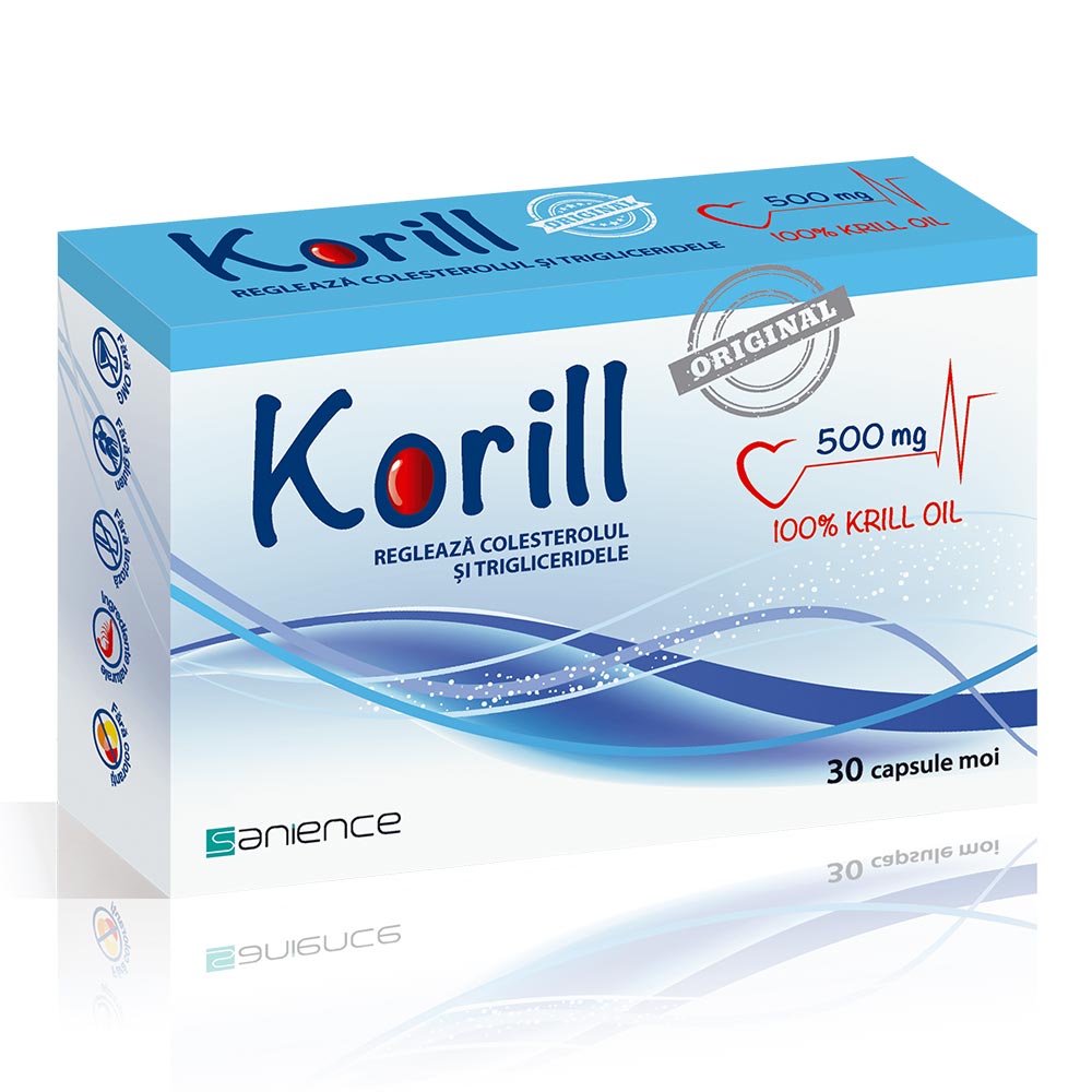 Korill ulei pur de krill, 500 mg, 30 capsule, Sun Wave Pharma