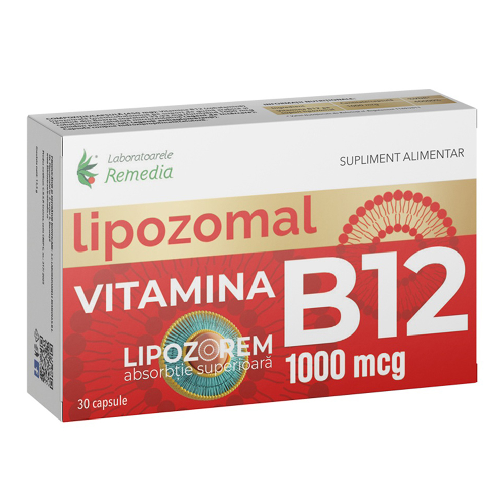 Vitamina B12 lipozomala, 1000 mcg, 30 capsule, Remedia