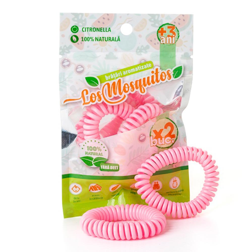 Bratara Antitantari Aromatizata Silicon Roz, Los Mosquitos
