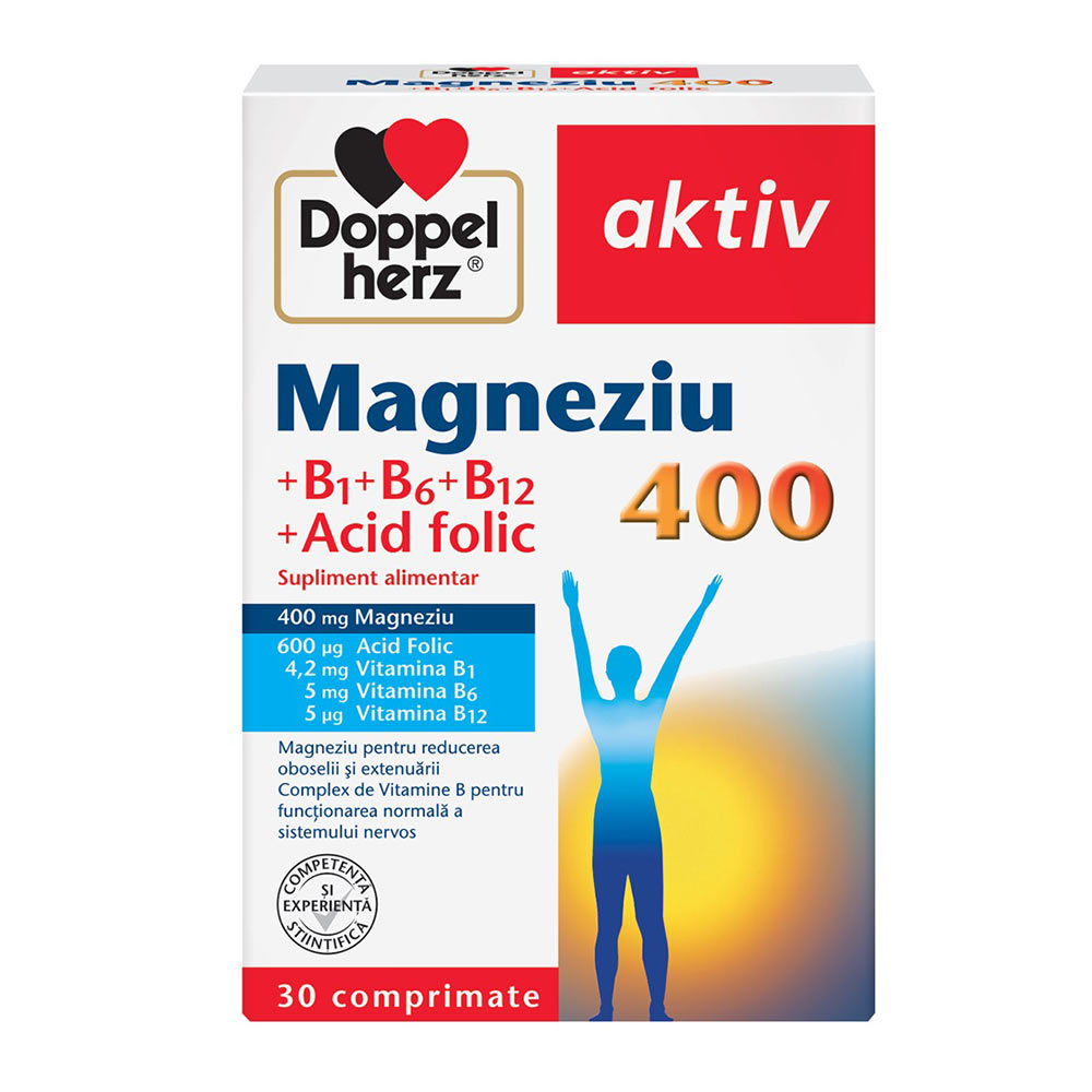 Magnesiu 400mg + Vitamina B1 + B6 + B12 + Acid folic, 30 comprimate, Doppelherz